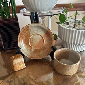 Vintage Set of 3 Iron Mountain Stoneware White Top Dining Set, TN Pottery